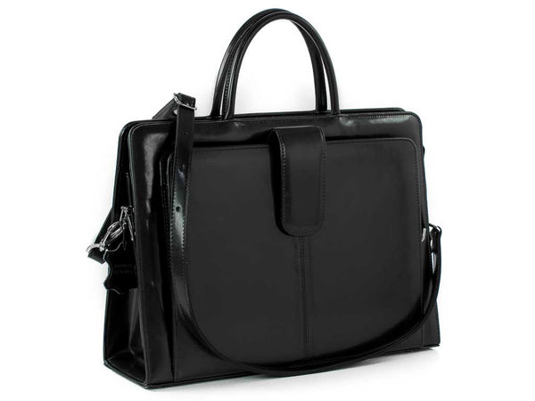 Aktentasche Damen Leder schwarz mit Laptopfach 15,6" - Businesstasche CAPRI
