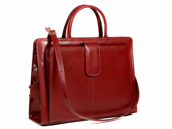 Aktentasche Damen Leder rot mit Laptopfach 15,6" - Businesstasche CAPRI