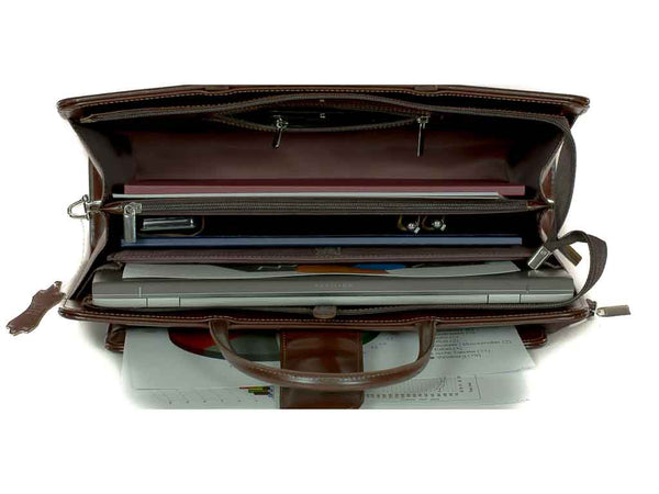 Bürotasche Damen Leder braun mit Laptopfach 15,6" - Businesstasche CAPRI
