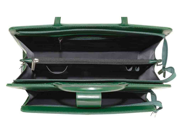 Aktentasche Damen Leder grün mit Laptopfach 15,6" - Businesstasche CAPRI