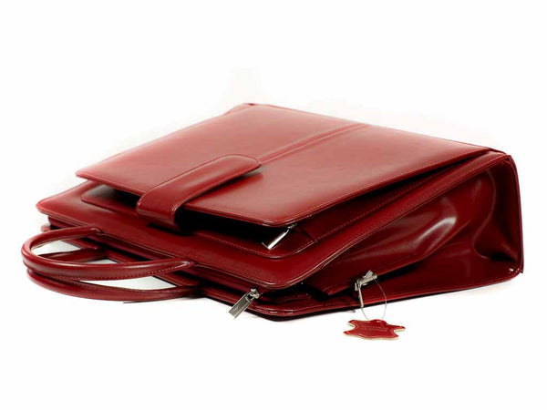 Aktentasche Damen Leder rot mit Laptopfach 15,6" - Businesstasche CAPRI
