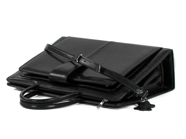 Aktentasche Damen Leder schwarz mit Laptopfach 15,6" - Businesstasche CAPRI