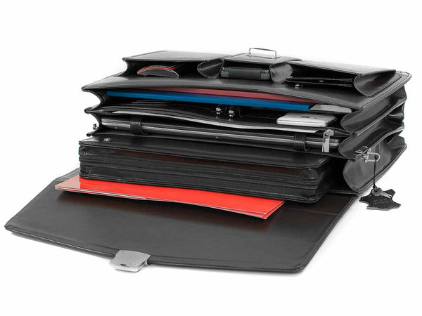 Aktentasche Herren Leder mit Laptopfach 16,4" Lehrertasche schwarz PALAZZO | Bag & Leather