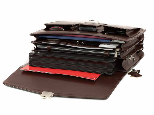 Aktentasche Herren Leder mit Laptopfach 16,4" Lehrertasche braun PALAZZO | Bag & Leather