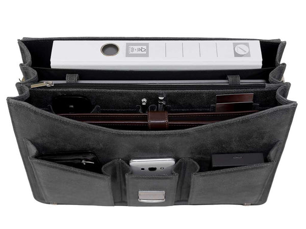Aktentasche Herren Laptoptasche 16,4" schwarz grau TACCONE | Bag & Leather