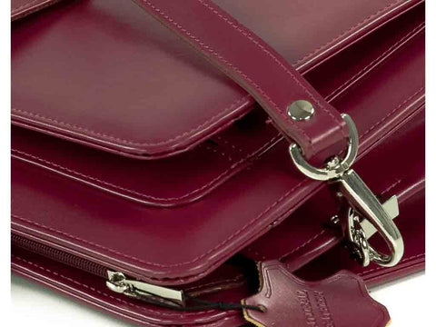 Bürotasche Damen Leder wein rot mit Laptopfach 15,6