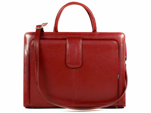 Bürotasche Damen Leder rot mit Laptopfach 15,6