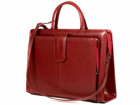 Aktentasche Damen Leder rot mit Laptopfach 15,6