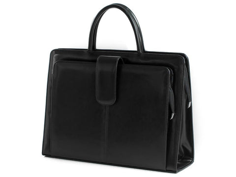 Bürotasche Damen Leder schwarz mit Laptopfach 15,6