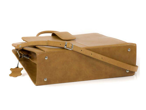 Bürotasche Damen Leder camel mit Laptopfach 15,6