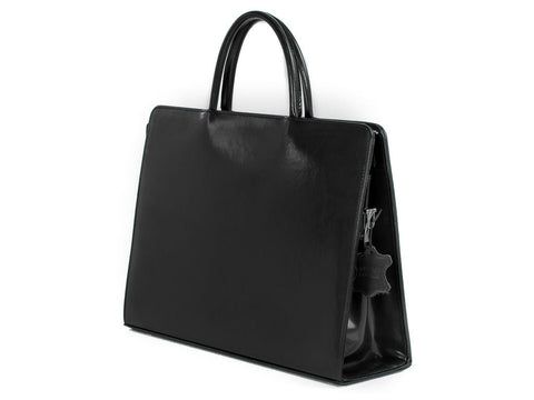 Bürotasche Damen Leder schwarz mit Laptopfach 15,6