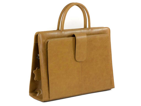 Bürotasche Damen Leder camel mit Laptopfach 15,6