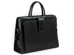 Bürotasche Damen Leder schwarz mit Laptopfach 15,6