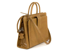 Bürotasche Damen Leder camel mit Laptopfach 15,6