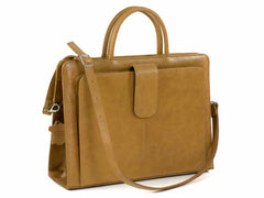 Bürotasche Damen Leder camel mit Laptopfach 15,6