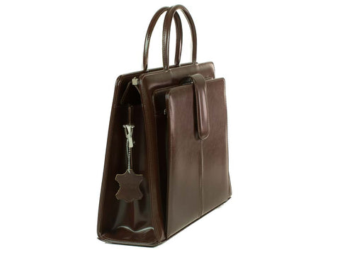 Bürotasche Damen Leder braun mit Laptopfach 15,6