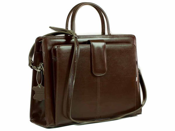 Bürotasche Damen Leder braun mit Laptopfach 15,6" - Businesstasche CAPRI