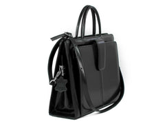 Bürotasche Damen Leder schwarz mit Laptopfach 15,6