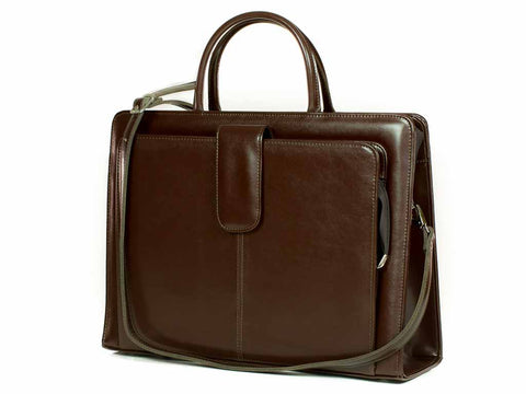 Bürotasche Damen Leder braun mit Laptopfach 15,6