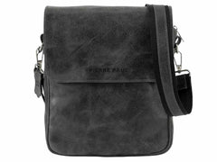 Leder Umhängetasche Herren Cross Body Schwarz Grau PRIOLO | PIERRE PAUL