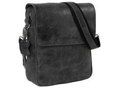 Leder Umhängetasche Herren Cross Body Schwarz Grau PRIOLO | PIERRE PAUL