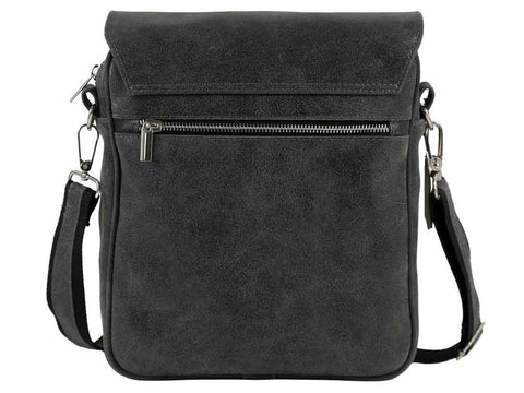 Leder Umhängetasche Herren Cross Body Schwarz Grau PRIOLO | PIERRE PAUL