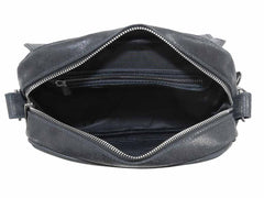 Leder Umhängetasche Herren Cross Body Bag Schwarz Blau PRIOLO | PIERRE PAUL