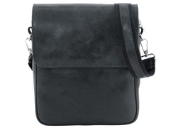 Leder Umhängetasche Herren Cross Body Schwarz Blau PRIOLO | PIERRE PAUL