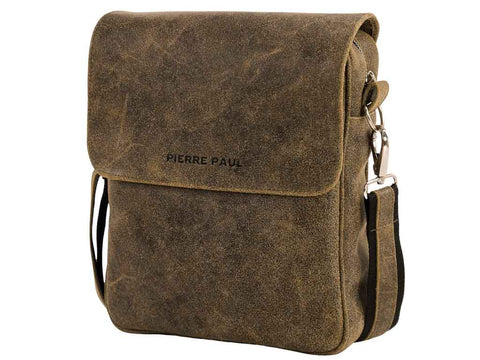 Leder Umhängetasche Herren Cross Body Bag Terra Braun PRIOLO | PIERRE PAUL